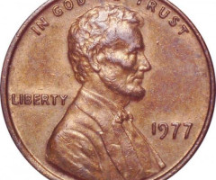 Монета Lincoln Cent, 1 цент 1977, США, США