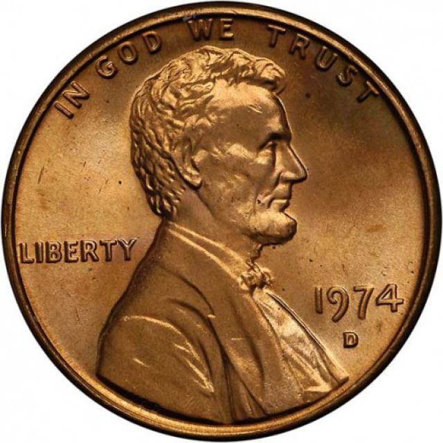 Монета Lincoln Cent, 1 цент 1974, США, США