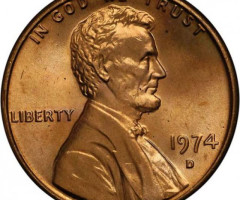 Монета Lincoln Cent, 1 цент 1974, США, США