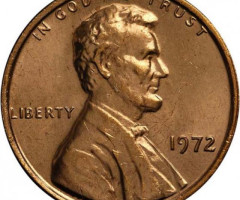 Монета Lincoln Cent, 1 цент 1972, США, США
