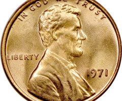 Монета Lincoln Cent, 1 цент 1971, США, США