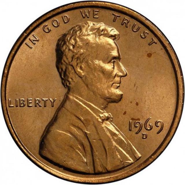 Монета Lincoln Cent, 1 цент 1969, США, США