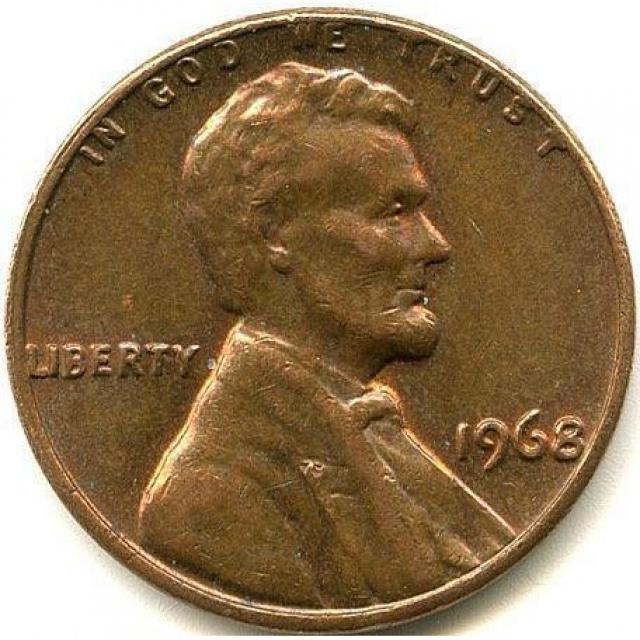 Монета Lincoln Cent, 1 цент 1968, США, США