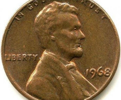 Монета Lincoln Cent, 1 цент 1968, США, США