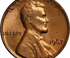 Монета Lincoln Cent, 1 цент 1967, США, США