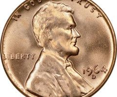 Монета Lincoln Cent, 1 цент 1964, США, США