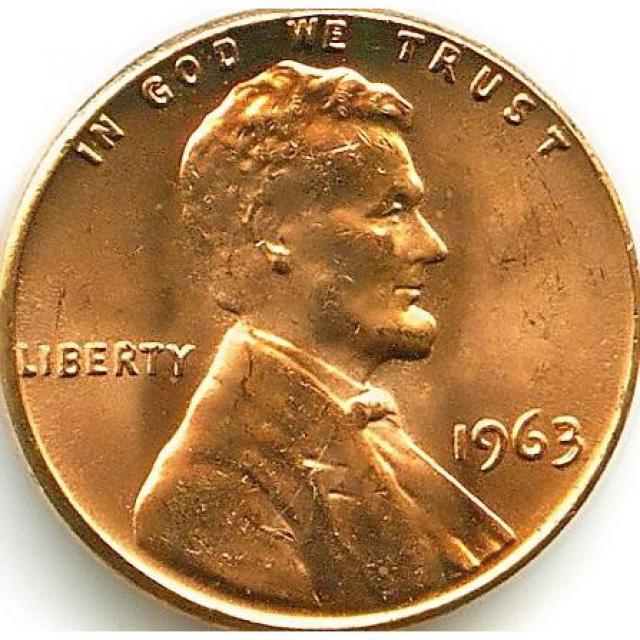 Монета Lincoln Cent, 1 цент 1963, США, США