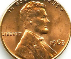 Монета Lincoln Cent, 1 цент 1963, США, США