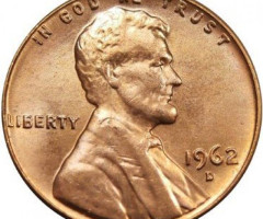 Монета Lincoln Cent, 1 цент 1962, США, США