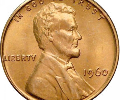 Монета Lincoln Cent, 1 цент 1960, США, США