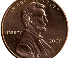 Монета Lincoln Cent, 1 цент 2008, США, США