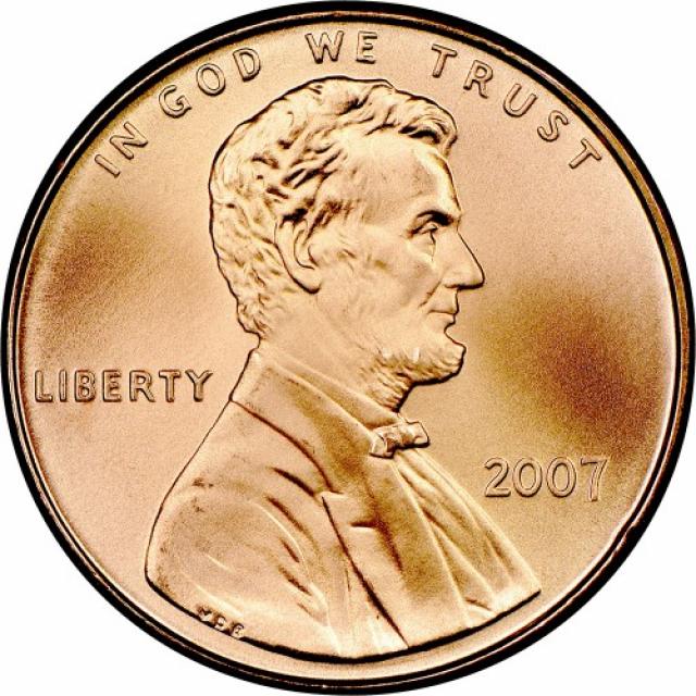 Монета Lincoln Cent, 1 цент 2007, США, США