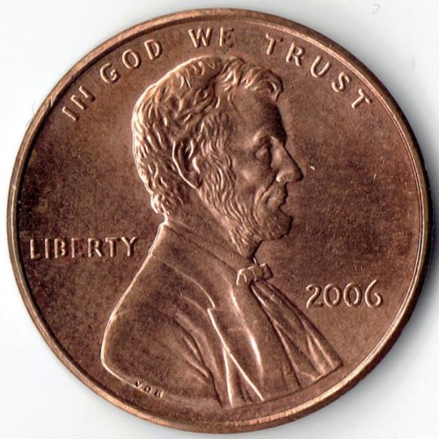 Монета Lincoln Cent, 1 цент 2006, США, США