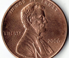 Монета Lincoln Cent, 1 цент 2006, США, США