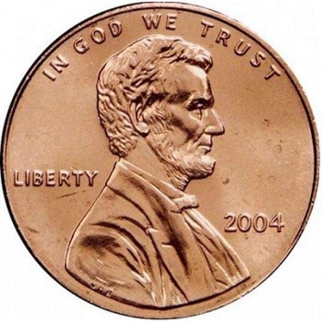 Монета Lincoln Cent, 1 цент 2004, США, США