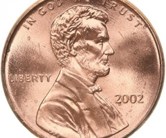 Монета Lincoln Cent, 1 цент 2002, США, США