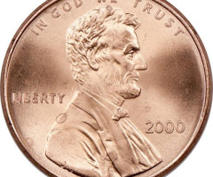 Монета Lincoln Cent, 1 цент 2000, США, США