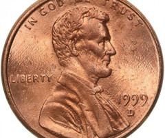 Монета Lincoln Cent, 1 цент 1999, США, США
