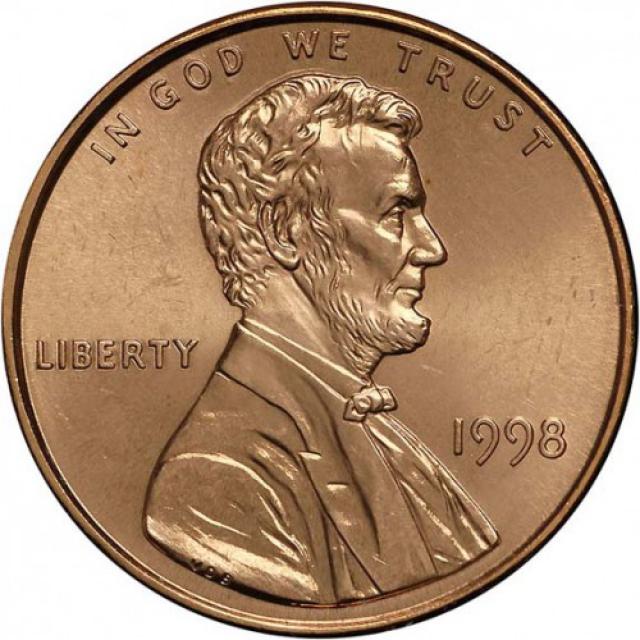 Монета Lincoln Cent, 1 цент 1998, США, США