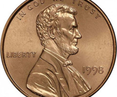 Монета Lincoln Cent, 1 цент 1998, США, США