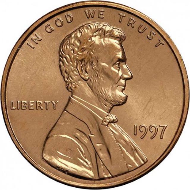 Монета Lincoln Cent, 1 цент 1997, США, США
