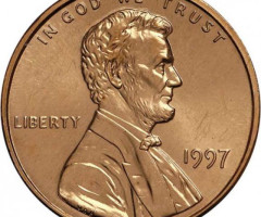Монета Lincoln Cent, 1 цент 1997, США, США