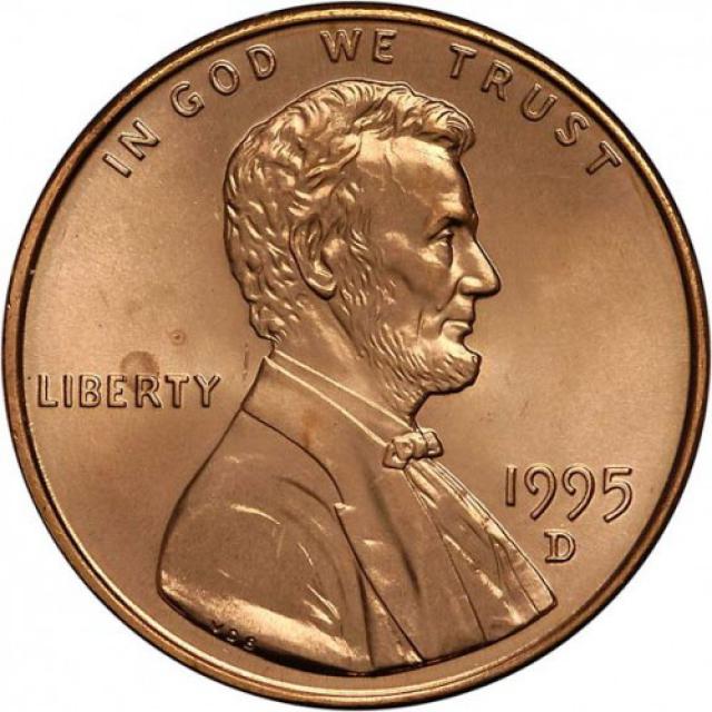 Монета Lincoln Cent, 1 цент 1995, США, США