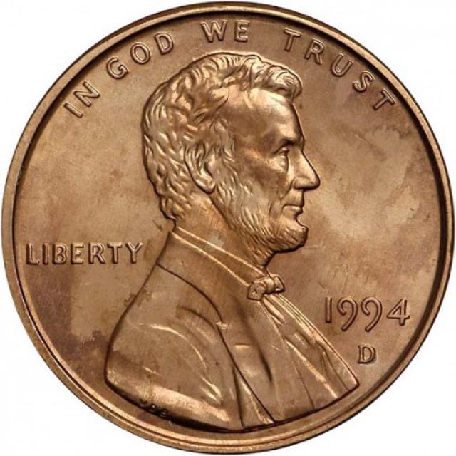 Монета Lincoln Cent, 1 цент 1994, США, США