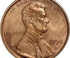 Монета Lincoln Cent, 1 цент 1994, США, США
