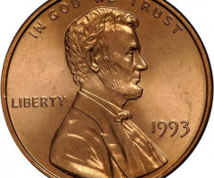 Монета Lincoln Cent, 1 цент 1993, США, США