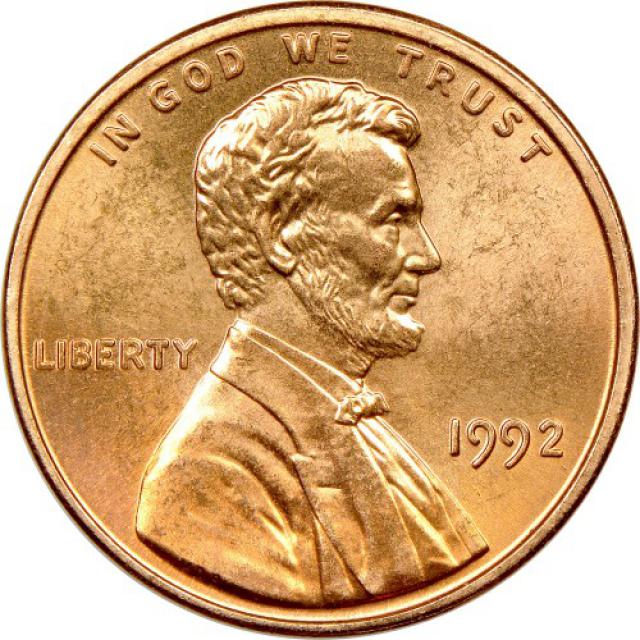Монета Lincoln Cent, 1 цент 1992, США, США