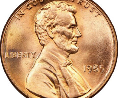 Монета Lincoln Cent, 1 цент 1985, США, США