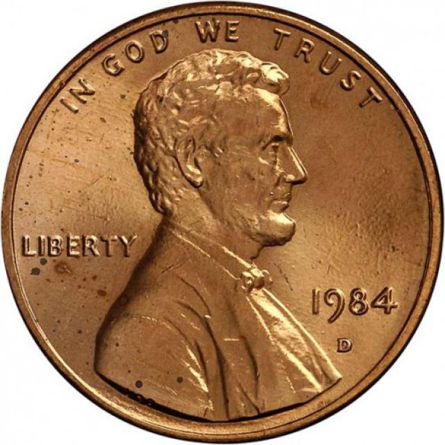Монета Lincoln Cent, 1 цент 1984, США, США
