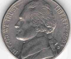Монета Jefferson Nickel, 5 центів 2003, США, США