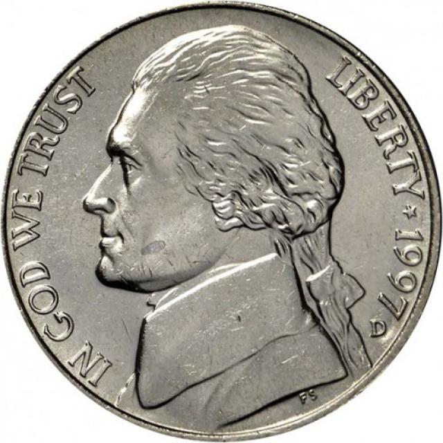 Монета Jefferson Nickel, 5 центів 1997, США, США