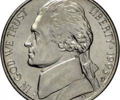 Монета Jefferson Nickel, 5 центів 1993, США, США