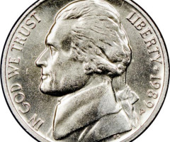 Монета Jefferson Nickel, 5 центів 1989, США, США