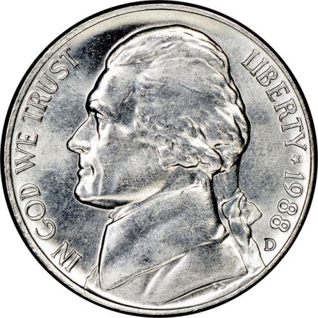 Монета Jefferson Nickel, 5 центів 1988, США, США