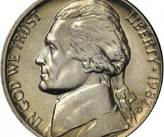 Монета Jefferson Nickel, 5 центів 1987, США, США