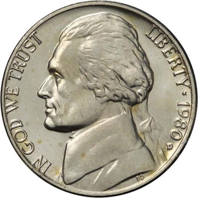Монета Jefferson Nickel, 5 центів 1980, США, США