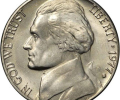 Монета Jefferson Nickel, 5 центів 1977, США, США