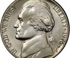 Монета Jefferson Nickel, 5 центів 1976, США, США
