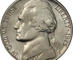 Монета Jefferson Nickel, 5 центів 1975, США, США