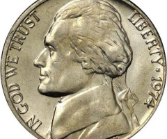Монета Jefferson Nickel, 5 центів 1974, США, США