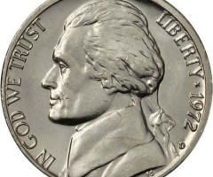 Монета Jefferson Nickel, 5 центів 1972, США, США