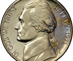 Монета Jefferson Nickel, 5 центів 1971, США, США
