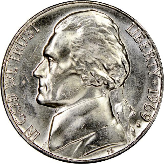 Монета Jefferson Nickel, 5 центів 1969, США, США
