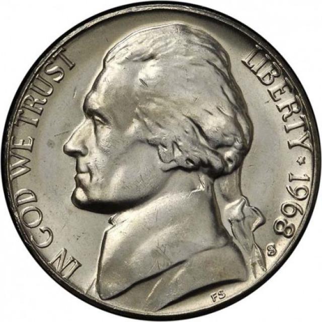 Монета Jefferson Nickel, 5 центів 1968, США, США