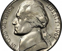Монета Jefferson Nickel, 5 центів 1967, США, США