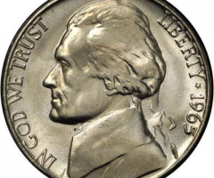 Монета Jefferson Nickel, 5 центів 1965, США, США